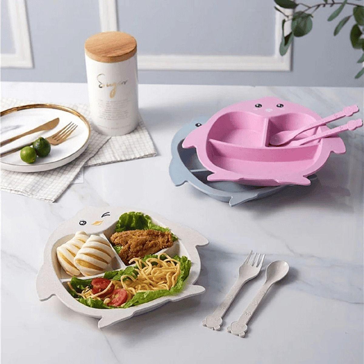 Set 3 Platos Silicona Forma Pingüino Entrenamiento Niños Lau-7