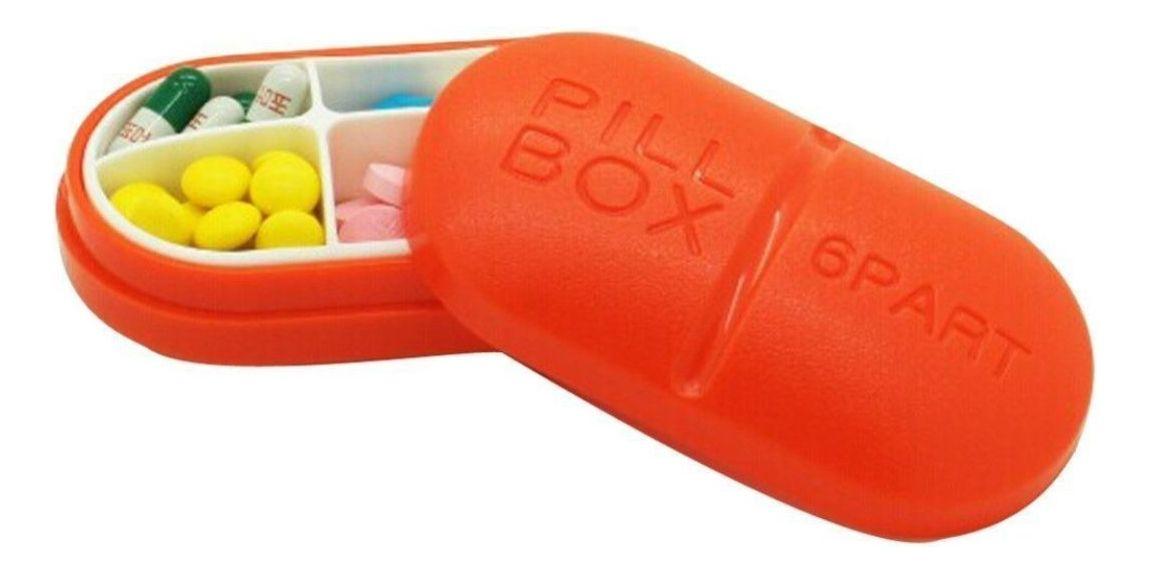 SET 4 PASTILLERO ROJO 6 COMPARTIMIENTOS PORTATIL LAU-1