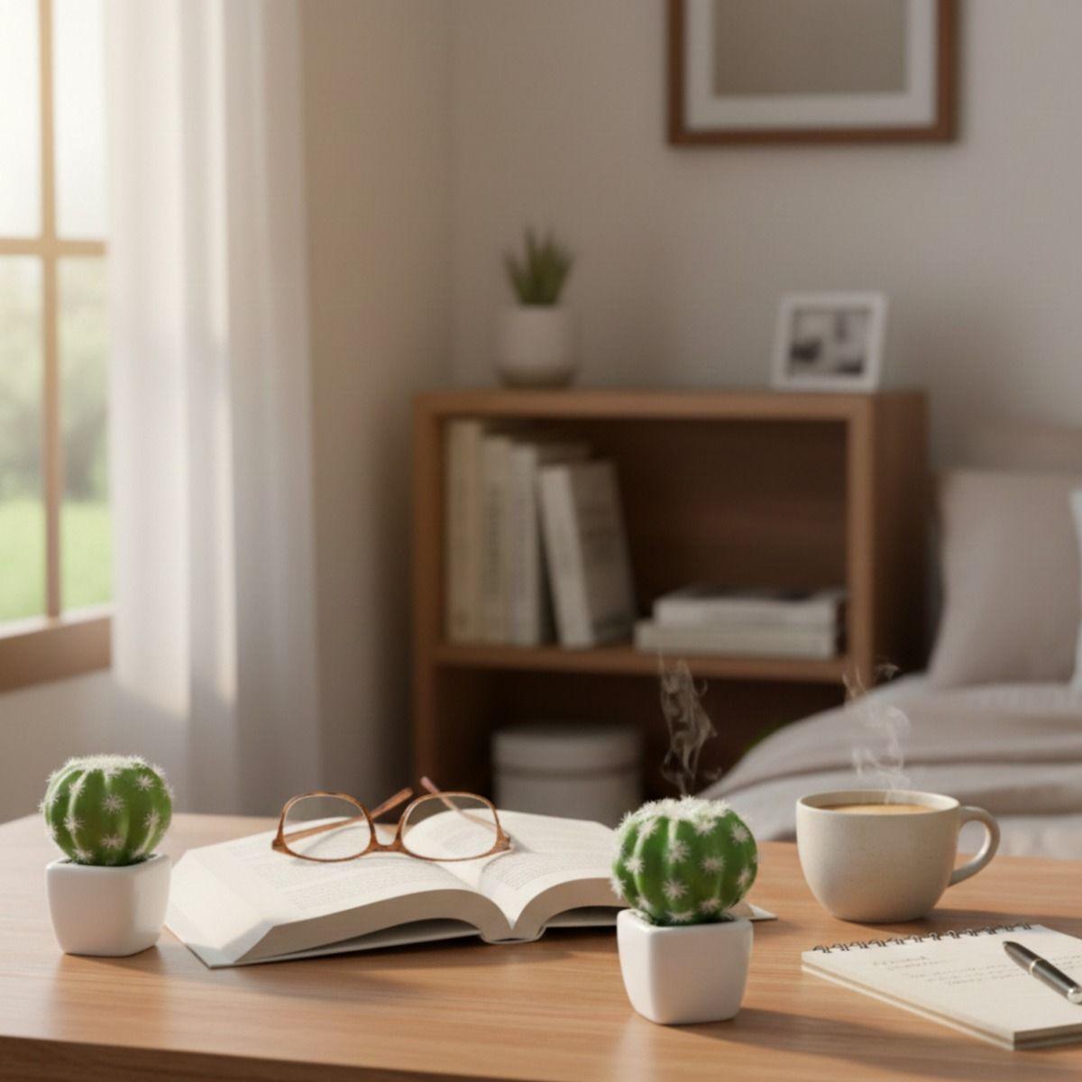 Set 2 Planta Decorativa Artificial Cactus Minimalista Jhn-8