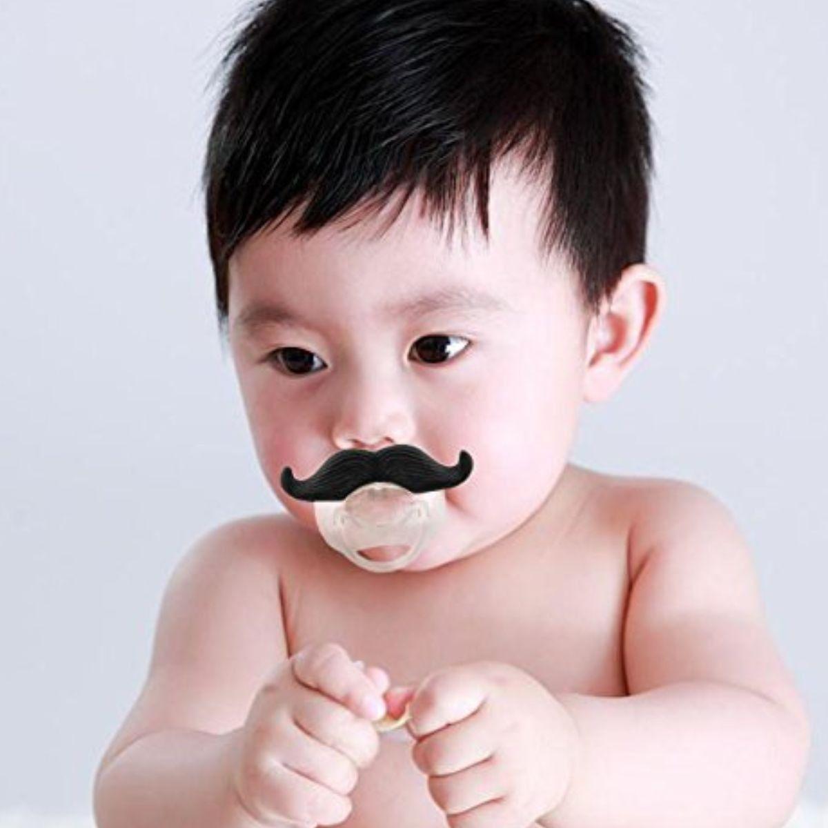 SET 6 CHUPETES DE BIGOTE DIVERTIDO SEGURO SILICONA BEBE LAU-1