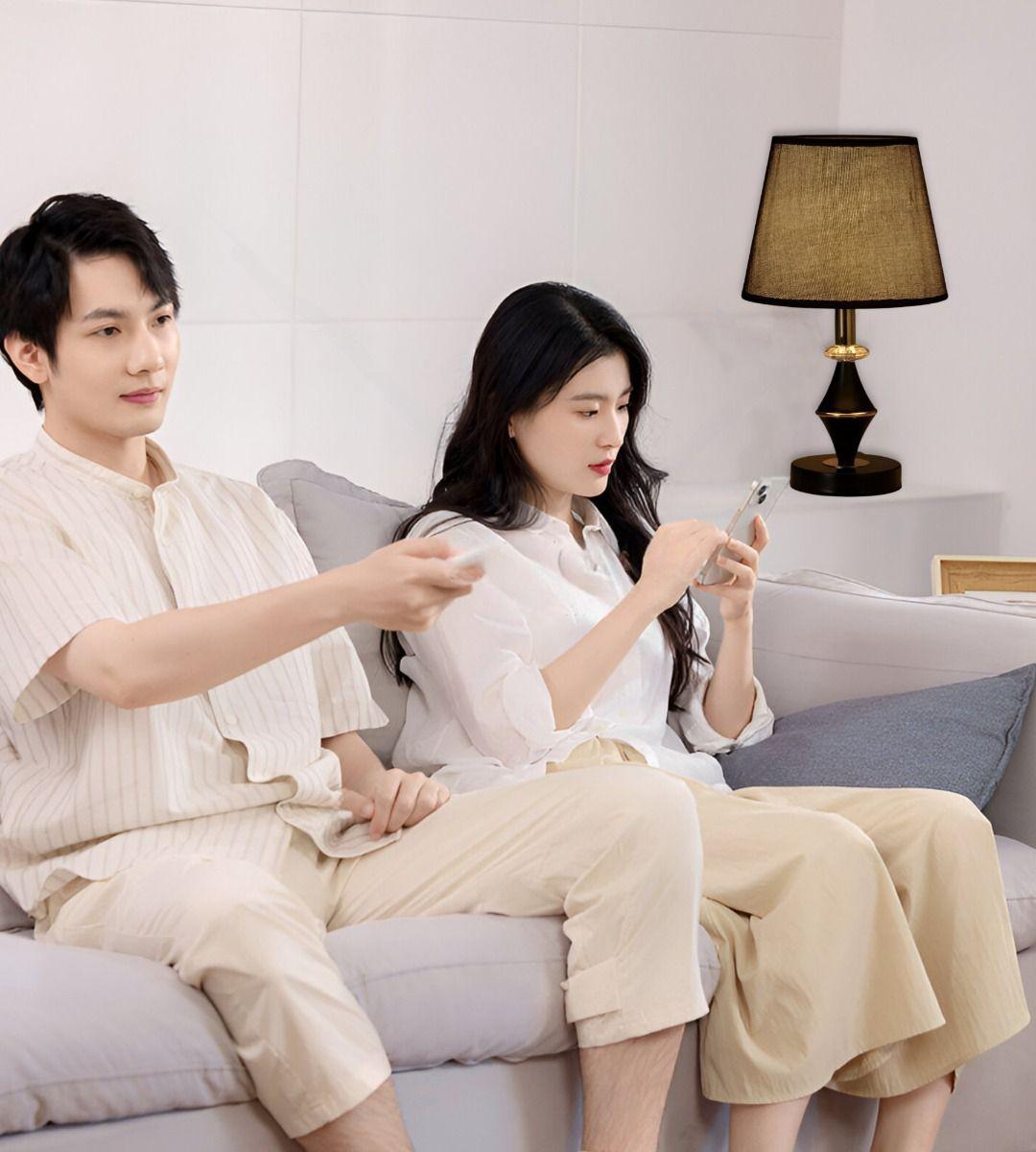 Lámpara Velador Mesa Dormitorios Moderna Negra Jhn-3