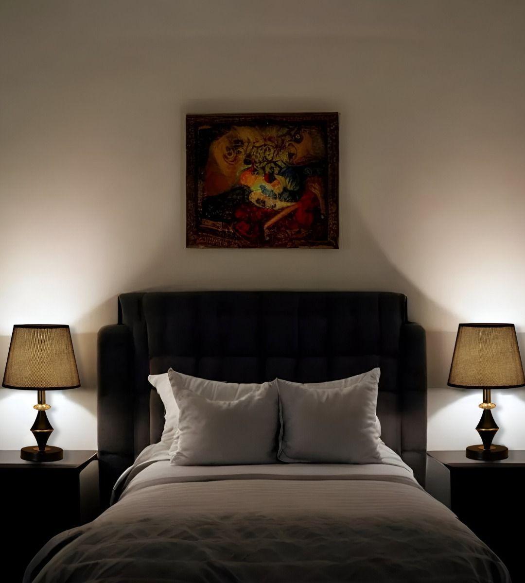 Lámpara Velador Mesa Dormitorios Moderna Negra Jhn-6