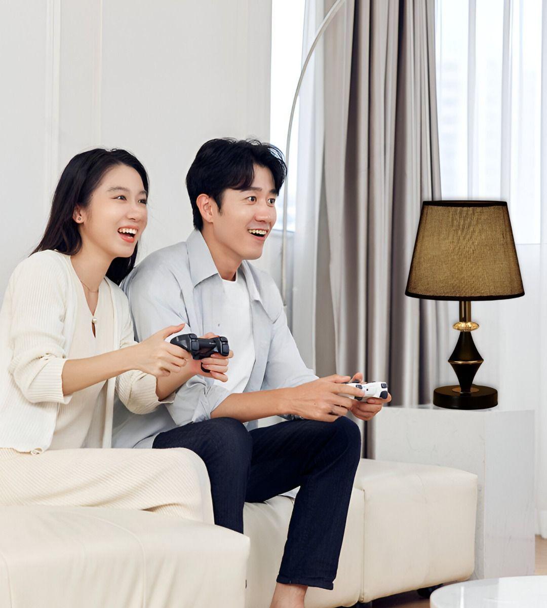 Lámpara Velador Mesa Dormitorios Moderna Negra Jhn-7