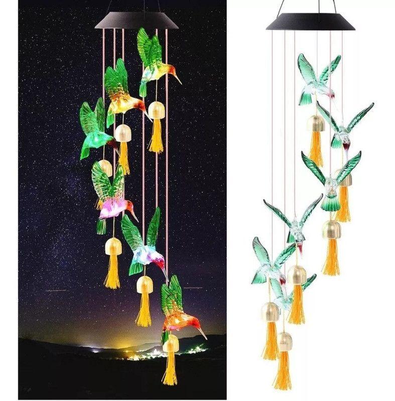 Lámpara Solar Carillón Viento Led Colibri Lau-1