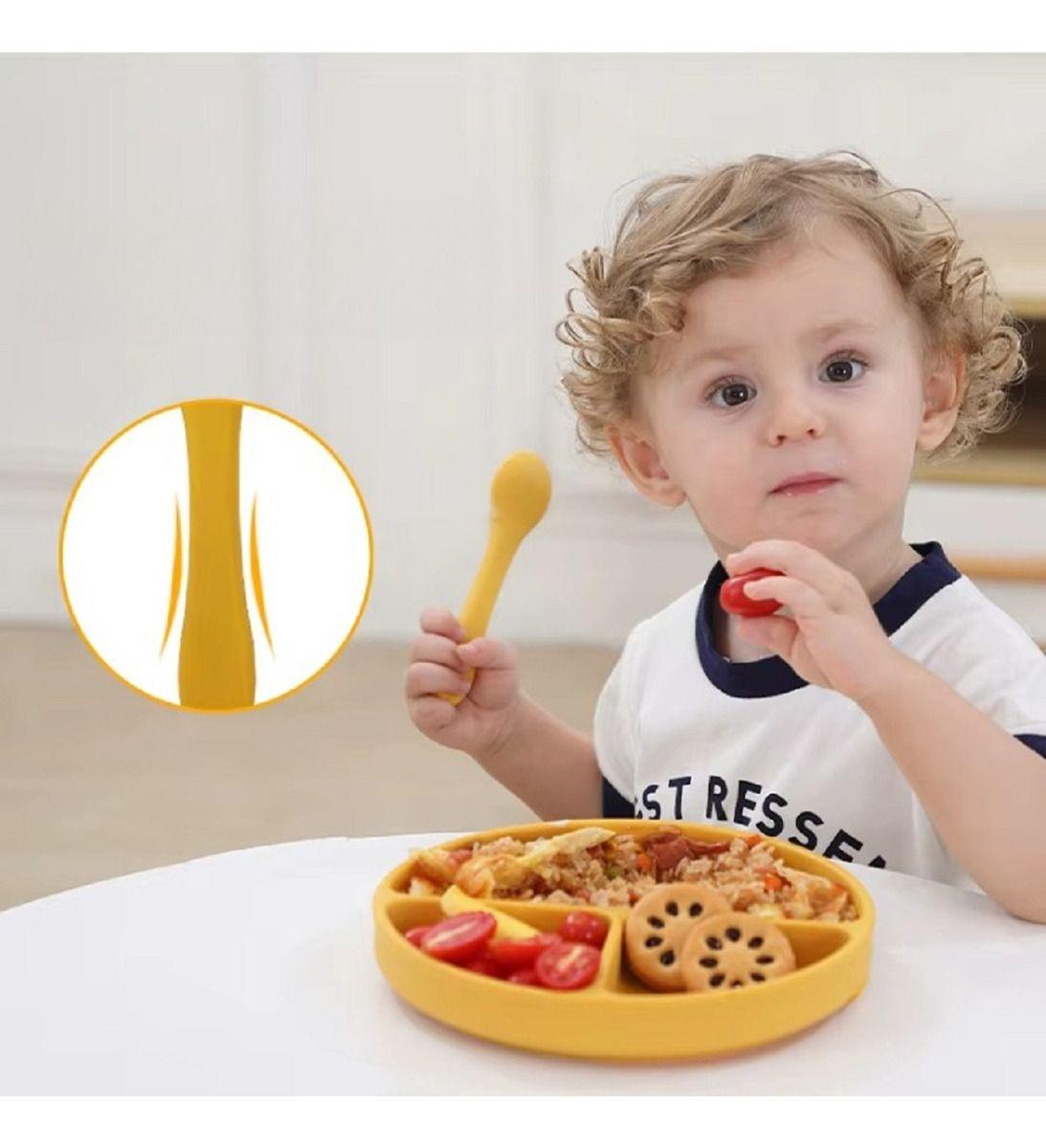 Set 4 Cubierto+Cuchara Silicona Ergonomico Bebes Lau-2