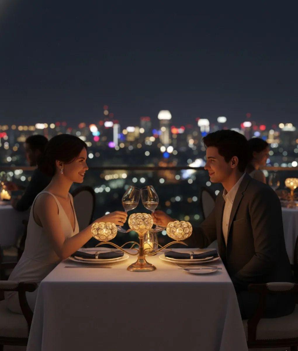 Portavela Decorativo Triple Mesa Copa Elegante Adorno Jhn-2