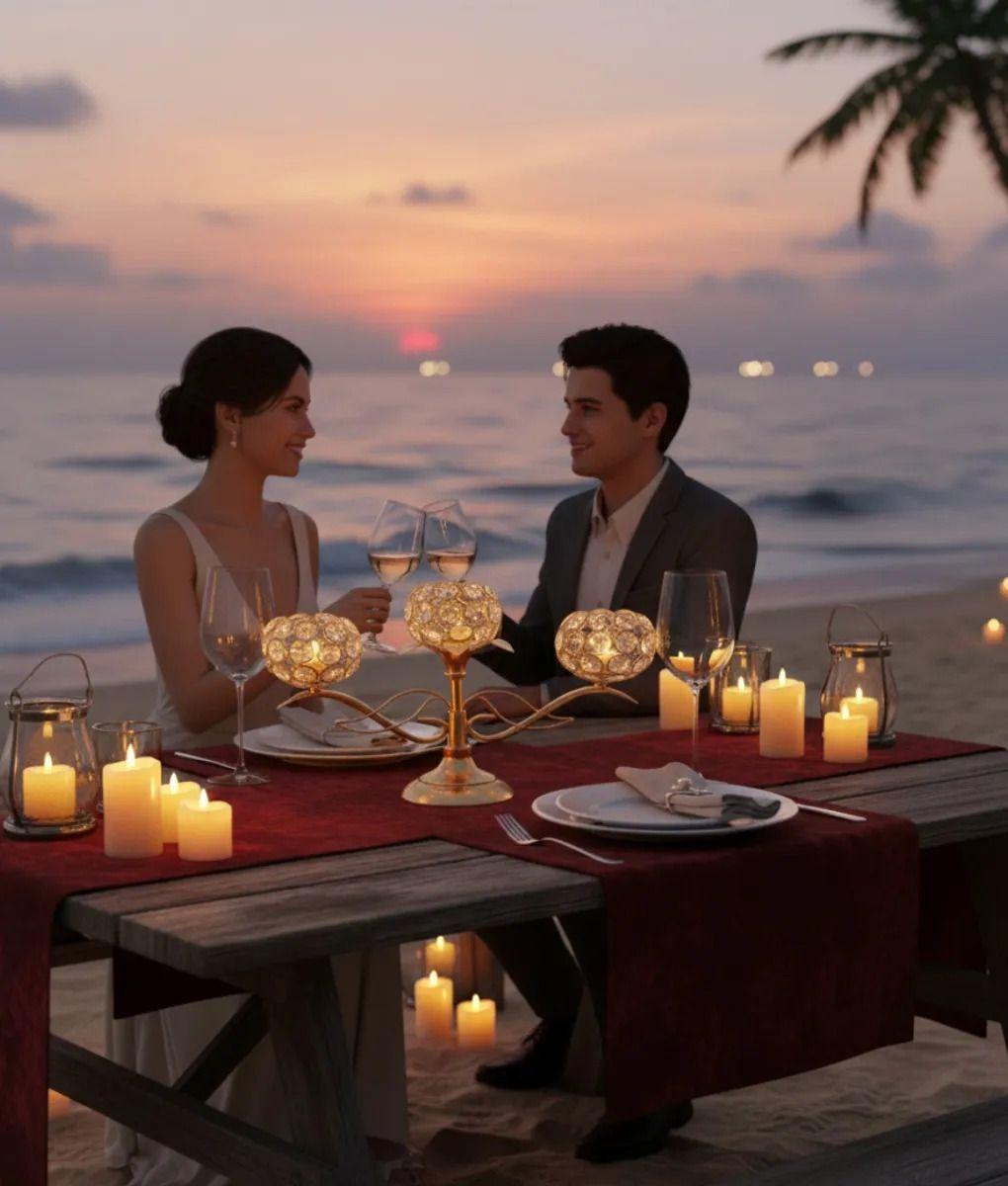 Portavela Decorativo Triple Mesa Copa Elegante Adorno Jhn-3