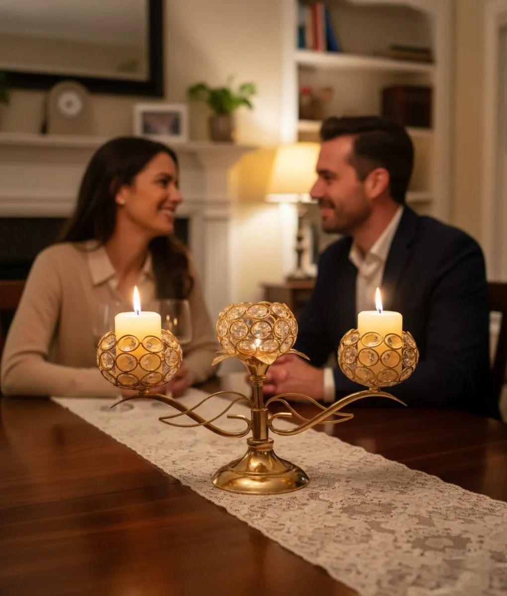 Portavela Decorativo Triple Mesa Copa Elegante Adorno Jhn-4