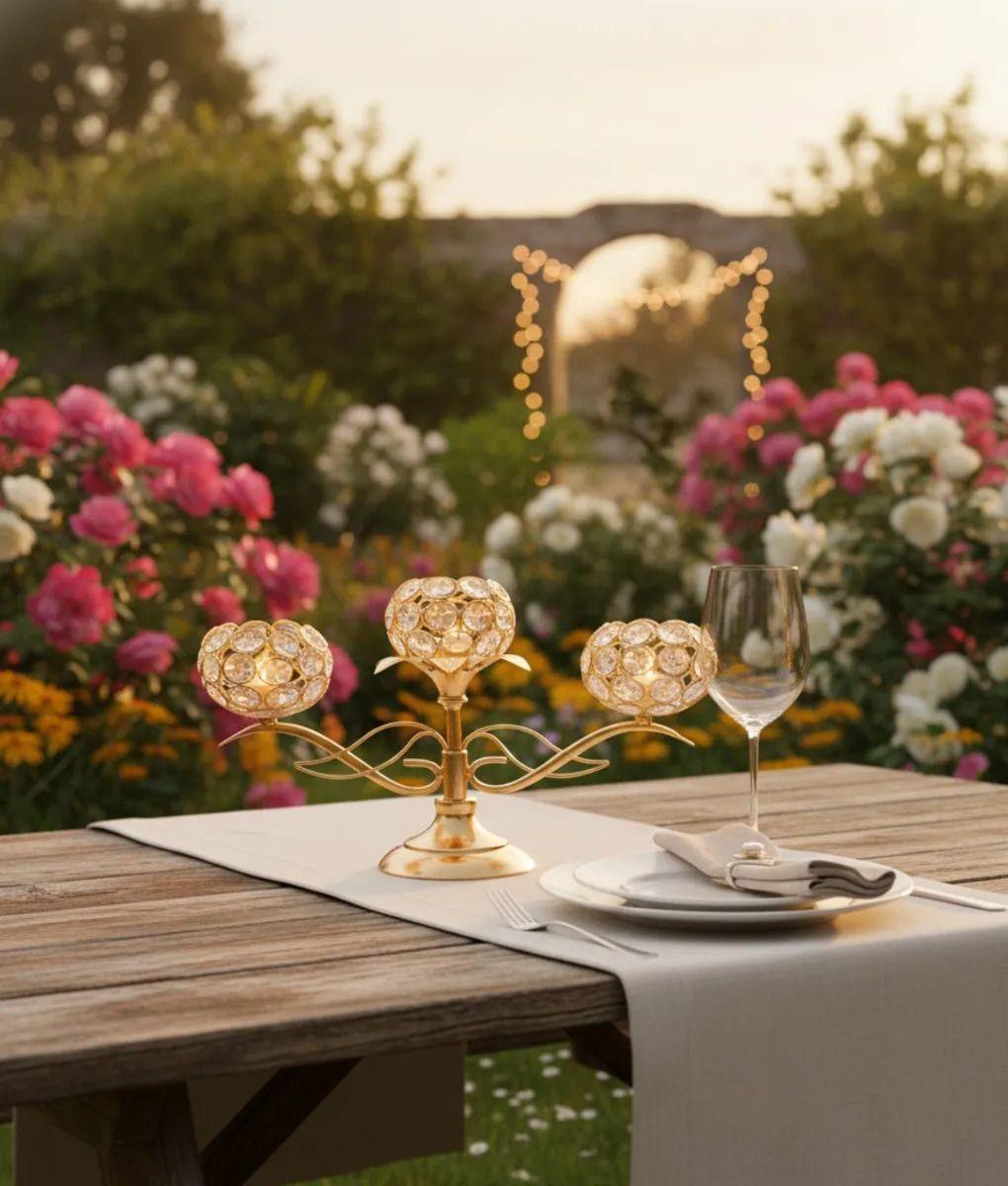 Portavela Decorativo Triple Mesa Copa Elegante Adorno Jhn-9