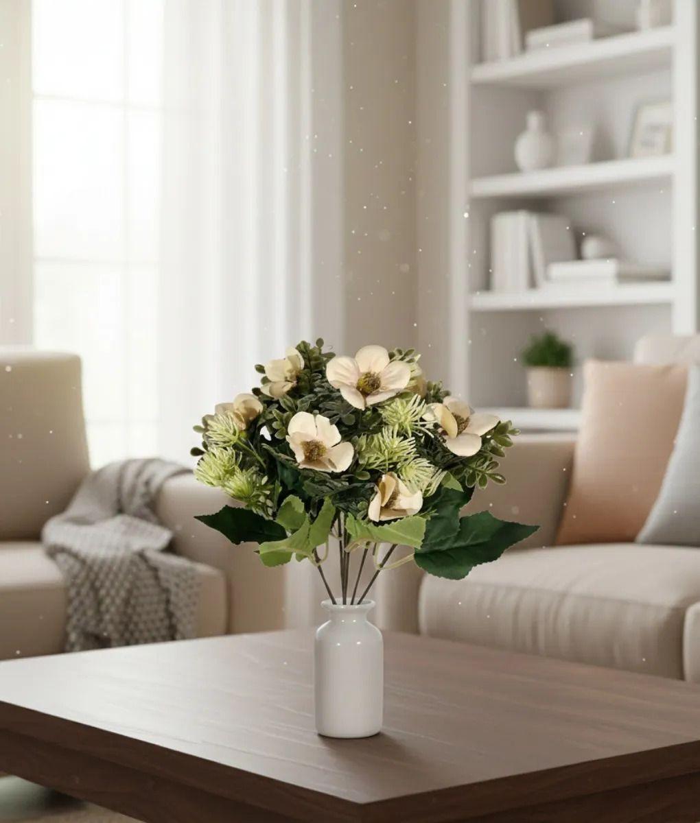 Set 5 Flores Artificiales Ramo Decorativo Magnolia Cardo Jhn-7