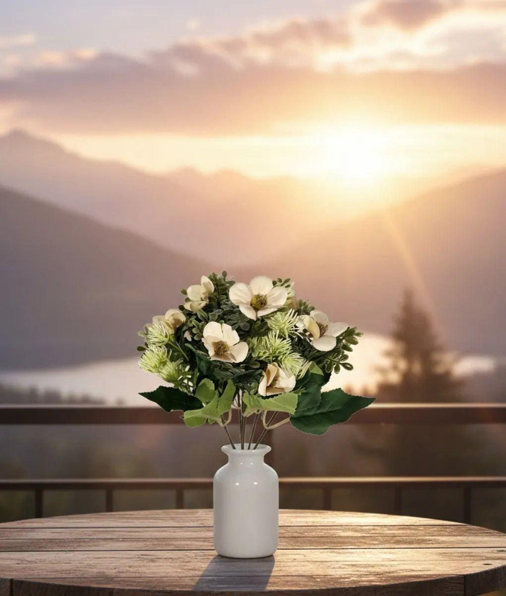 Set 5 Flores Artificiales Ramo Decorativo Magnolia Cardo Jhn-8