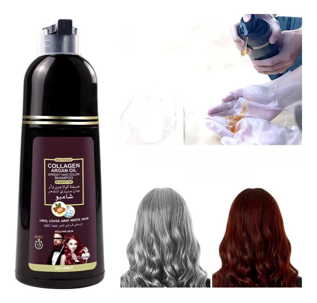 Shampoo Tinte Rojo Cubre Canas Suaviza Repara Cabello Jhn-4