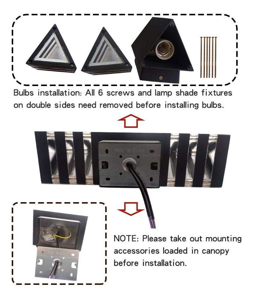 Lámpara Aplique Pared Moderna Triángulo Negro Jhn-6