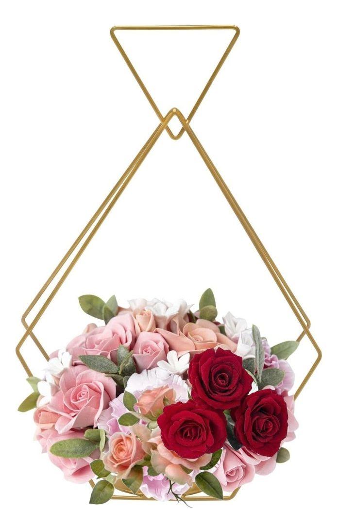 Candelero Centro Mesa Hierro Dorado Decoración Floral Jhn-2