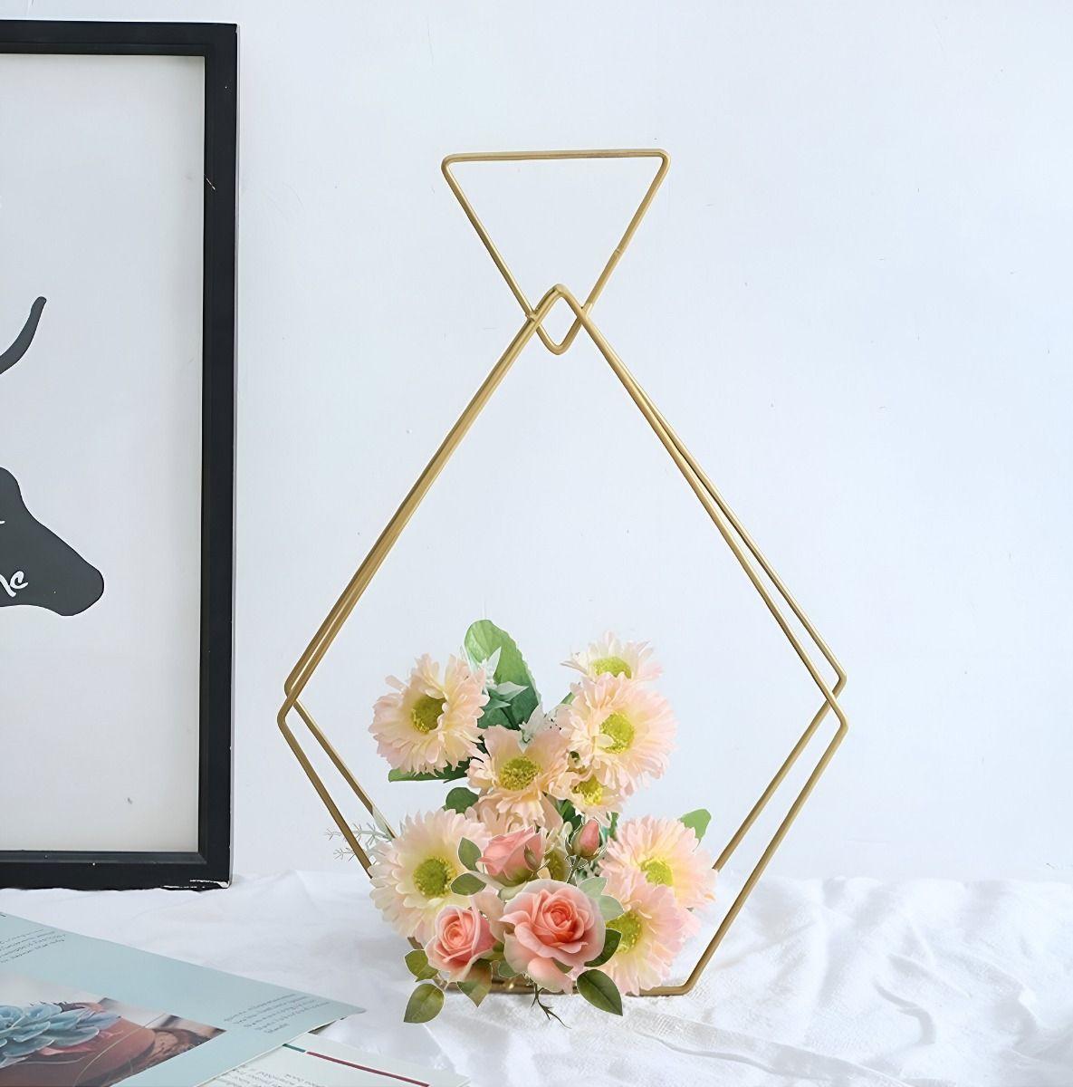 Candelero Centro Mesa Hierro Dorado Decoración Floral Jhn-6