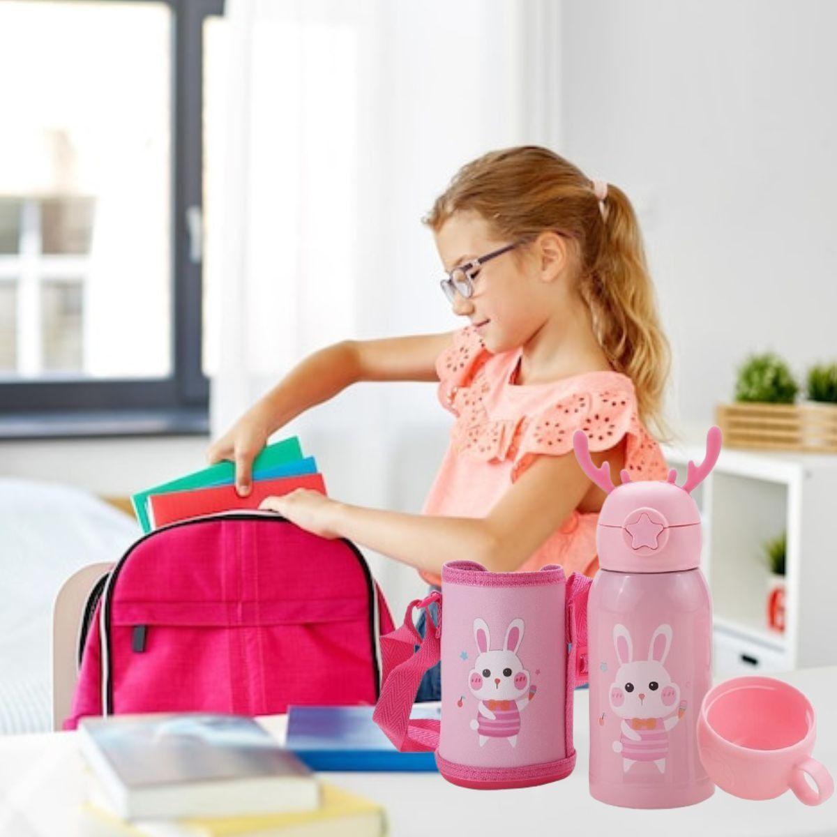 BOTELLA DE AGUA CON PAJITA INFANTIL TERMICA NIÑOS LAU-1