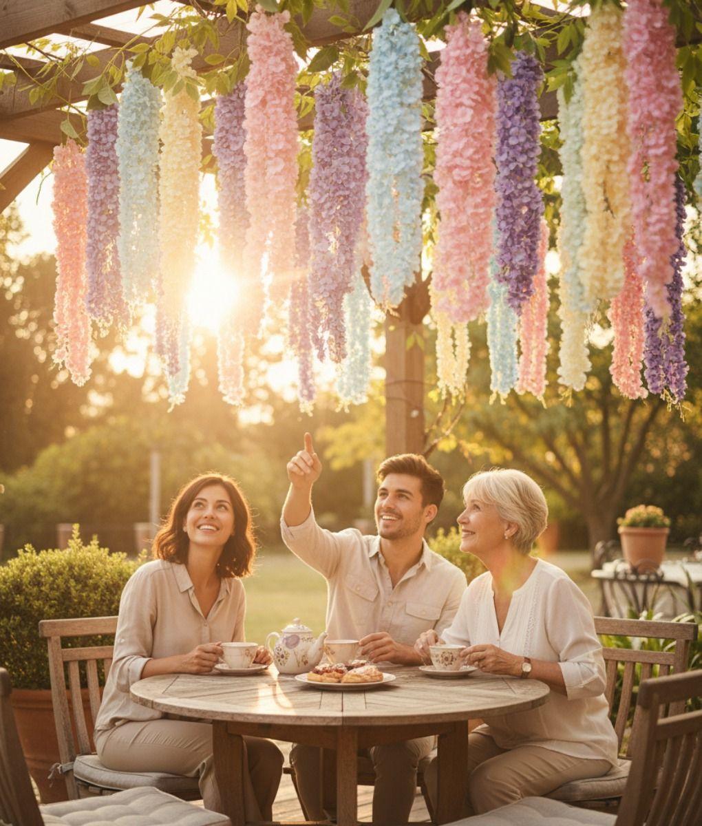 Set 2 Flores Artificiales Enredadera Colgante Pluma Jhn-2