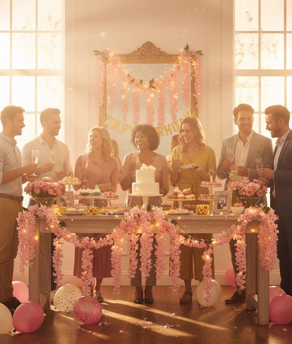 Set 2 Flores Artificiales Enredadera Colgante Pluma Jhn-5