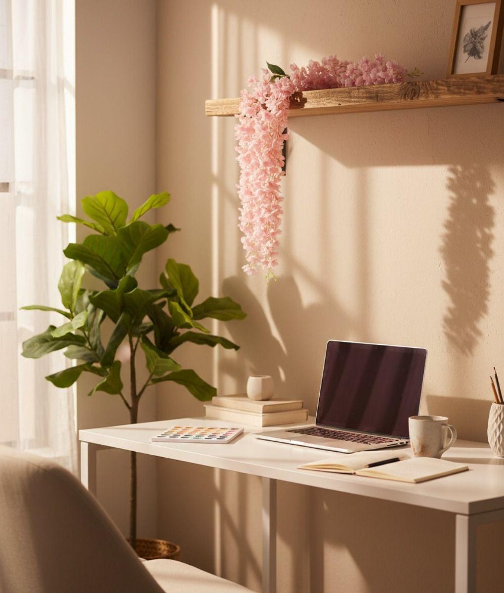 Set 2 Flores Artificiales Enredadera Colgante Pluma Jhn-8