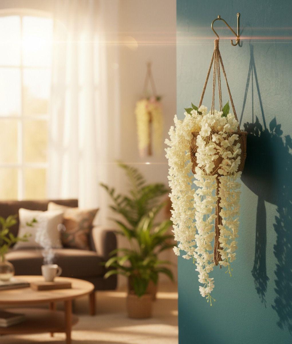 Set 2 Flores Artificiales Enredadera Colgante Pluma Jhn-9