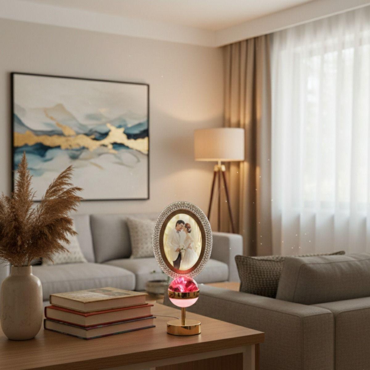 Portarretrato Digital Mesa Decorativo Esfera Iluminada Jhn-6