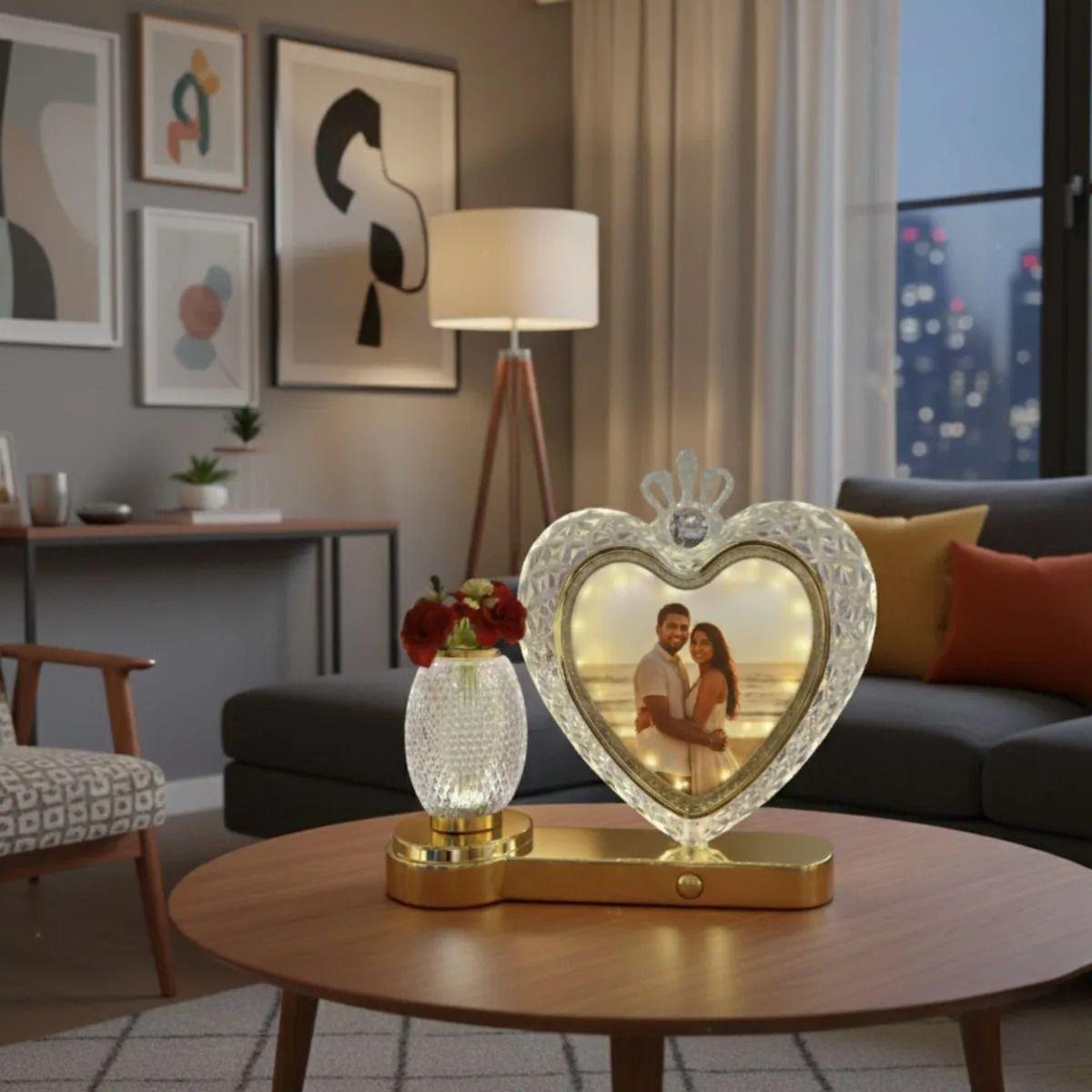 Portarretrato Decorativo Marco Foto Luminoso Corazón Jhn-5