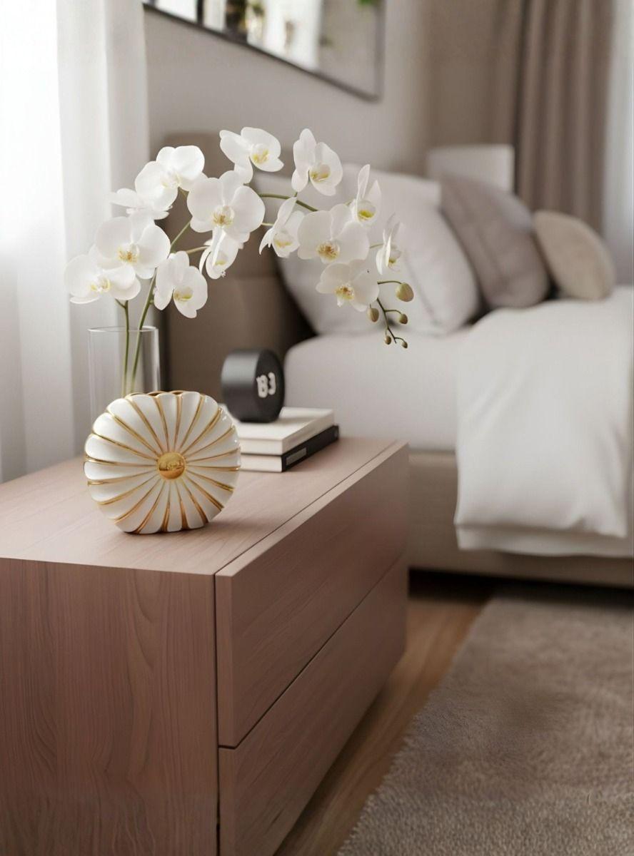 Florero Decorativo Elegante Detalle Ornamental Contraste Jhn-6