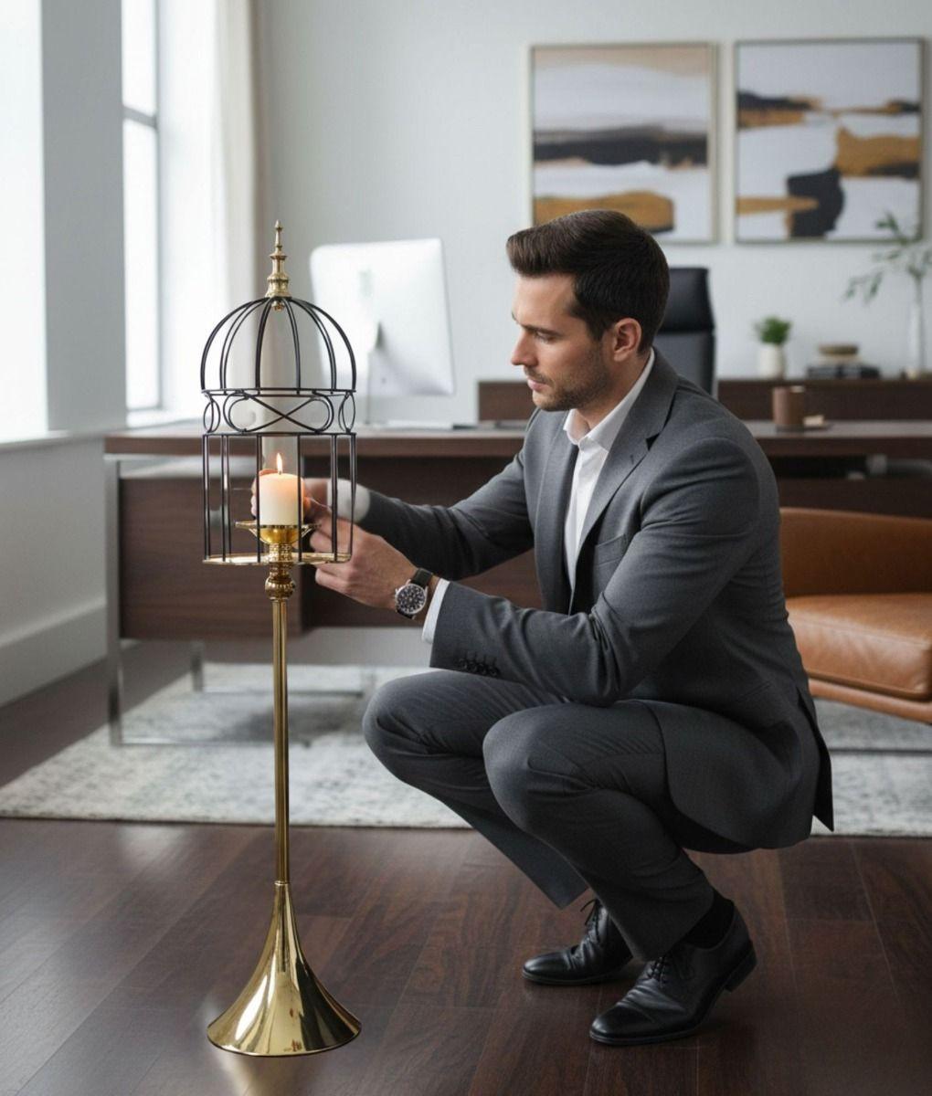 Portavelas Decorativo Multifuncional Candelabro Jaula Jhn-4