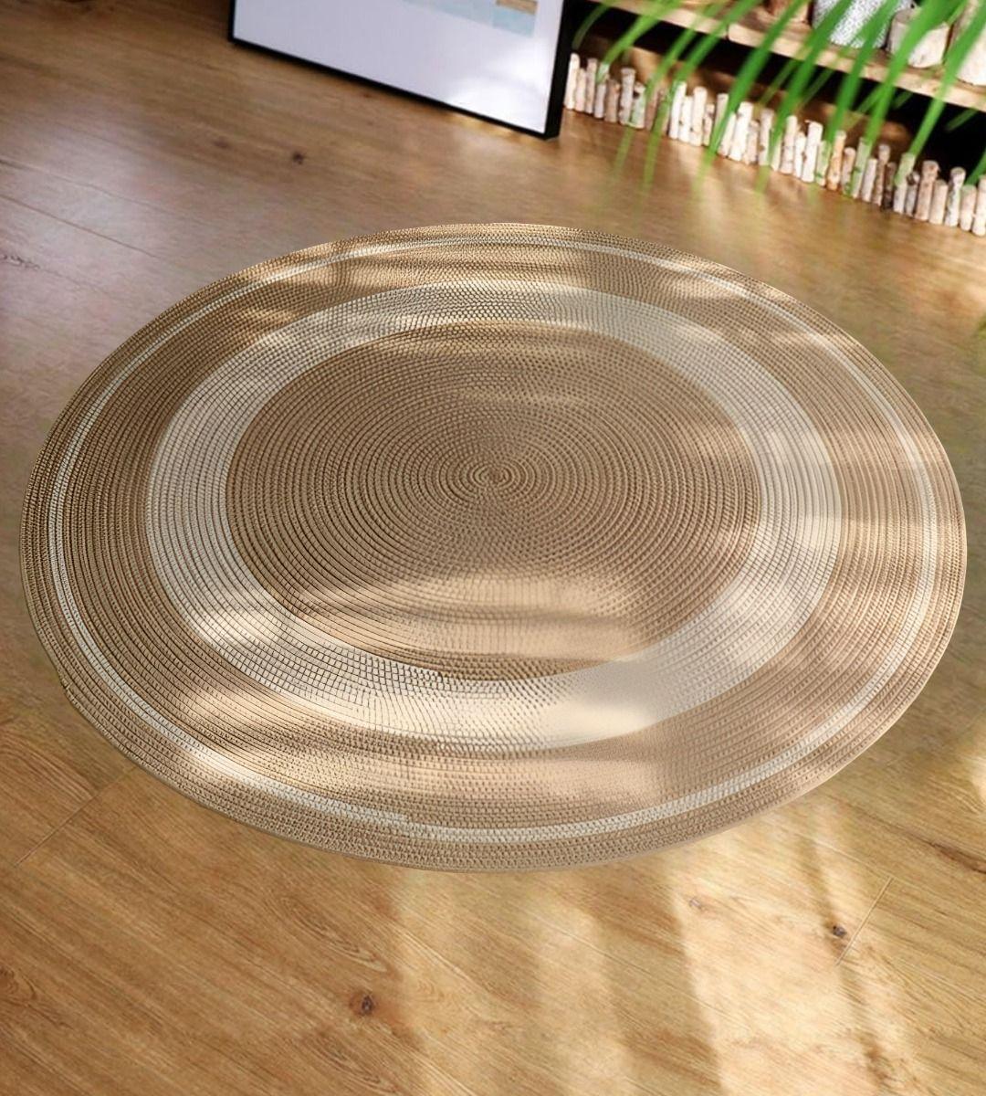 Alfombra Trenzada Tejida Textura Decorativa Elegante Jhn-6