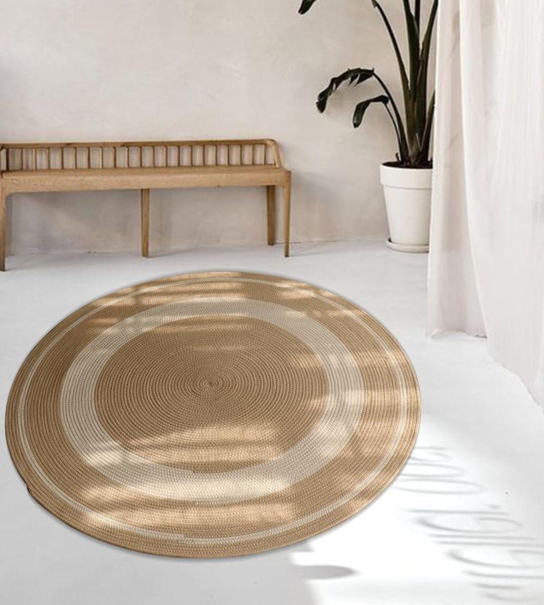 Alfombra Trenzada Tejida Textura Decorativa Elegante Jhn-7