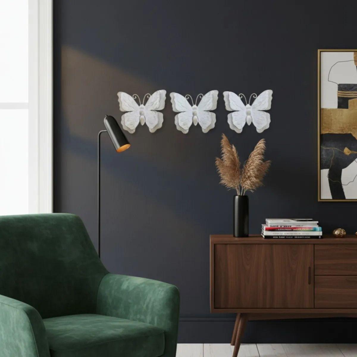 Set 3 Mariposas Figuras Decorativas Pared Estilo Vintage Jhn-8