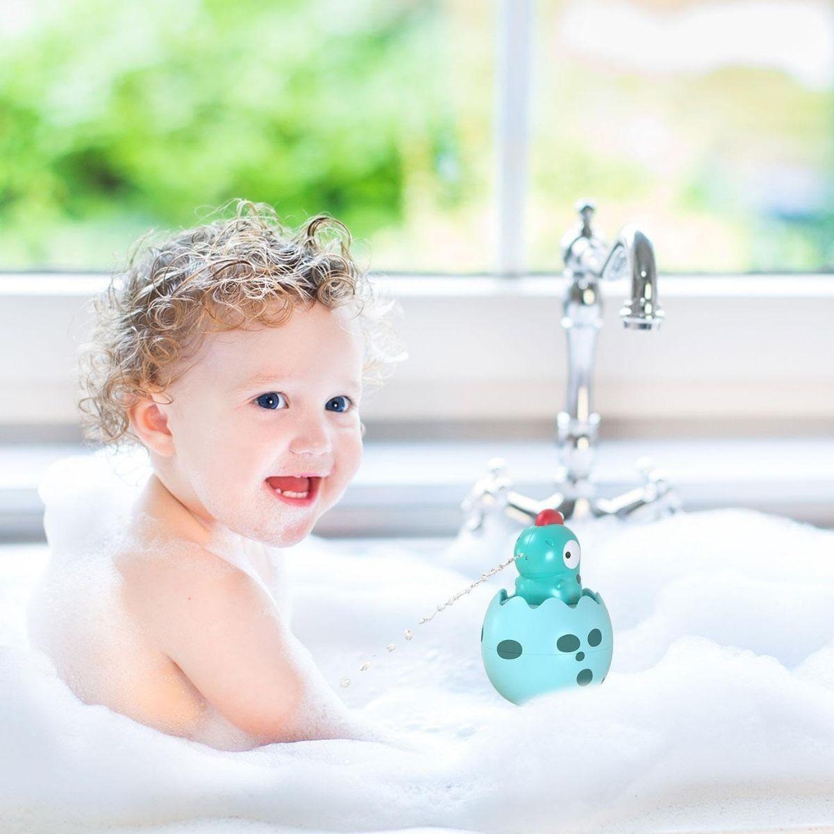 SET 3 JUGUETES DE BAÑO DINOSAURIO POLLITO ROCIA AGUA LAU-4