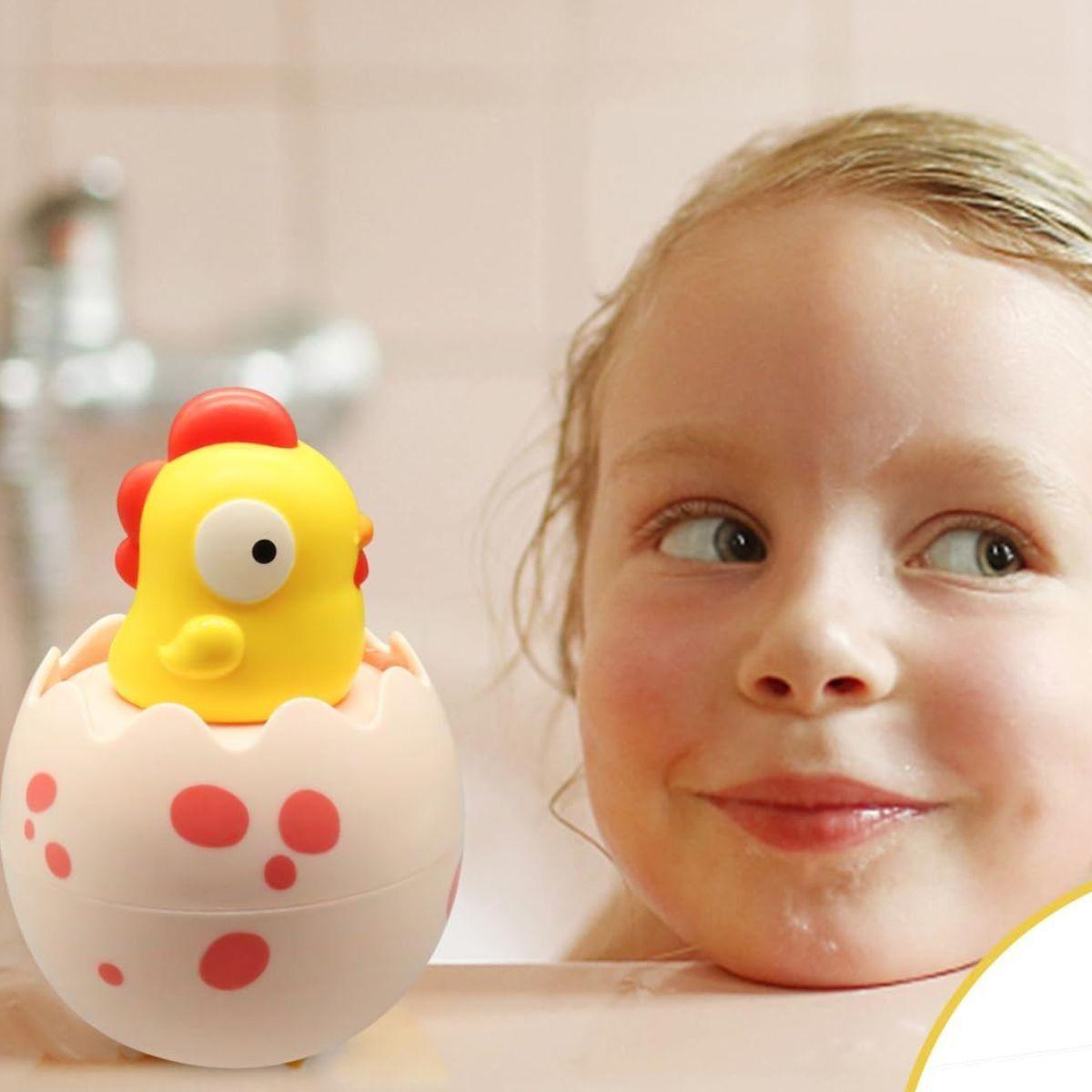 SET 3 JUGUETES DE BAÑO DINOSAURIO POLLITO ROCIA AGUA LAU-6