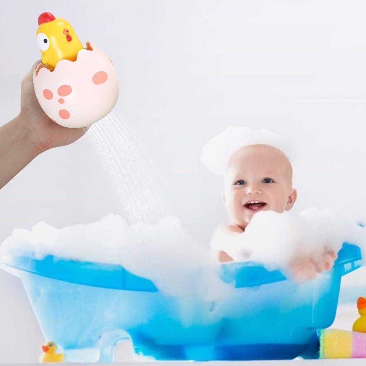 SET 3 JUGUETES DE BAÑO DINOSAURIO POLLITO ROCIA AGUA LAU-9