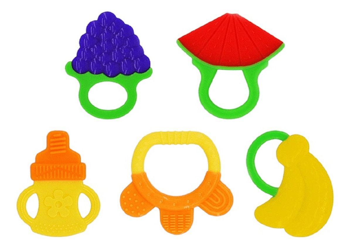 Set 7 Mordedor Diseño Frutas Silicona Alivio Bebes Lau-0