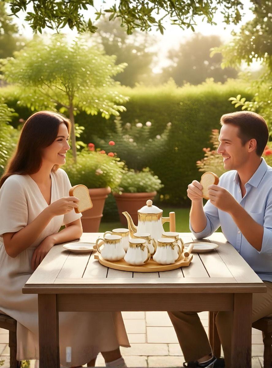 Juego Vajilla Sofisticada Jarra Estilizada 6 Tazas Jhn-3