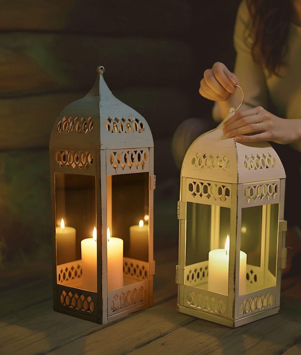 Set 2 Portavela Decorativo Colgante Farol Hogar Jhn-3