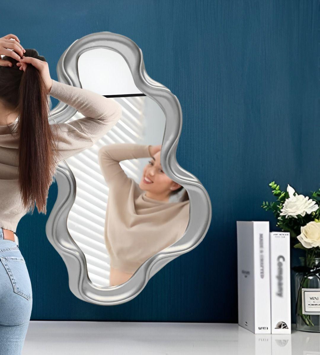 Espejo Pared Decorativo Irregular Moderno Plateado Jhn-3