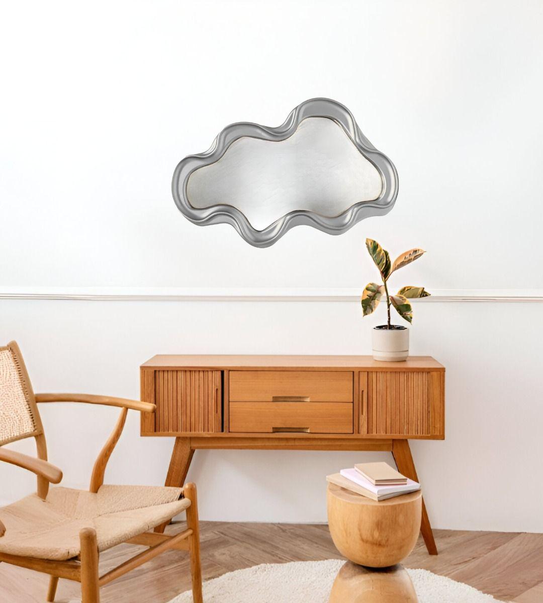 Espejo Pared Decorativo Irregular Moderno Plateado Jhn-5