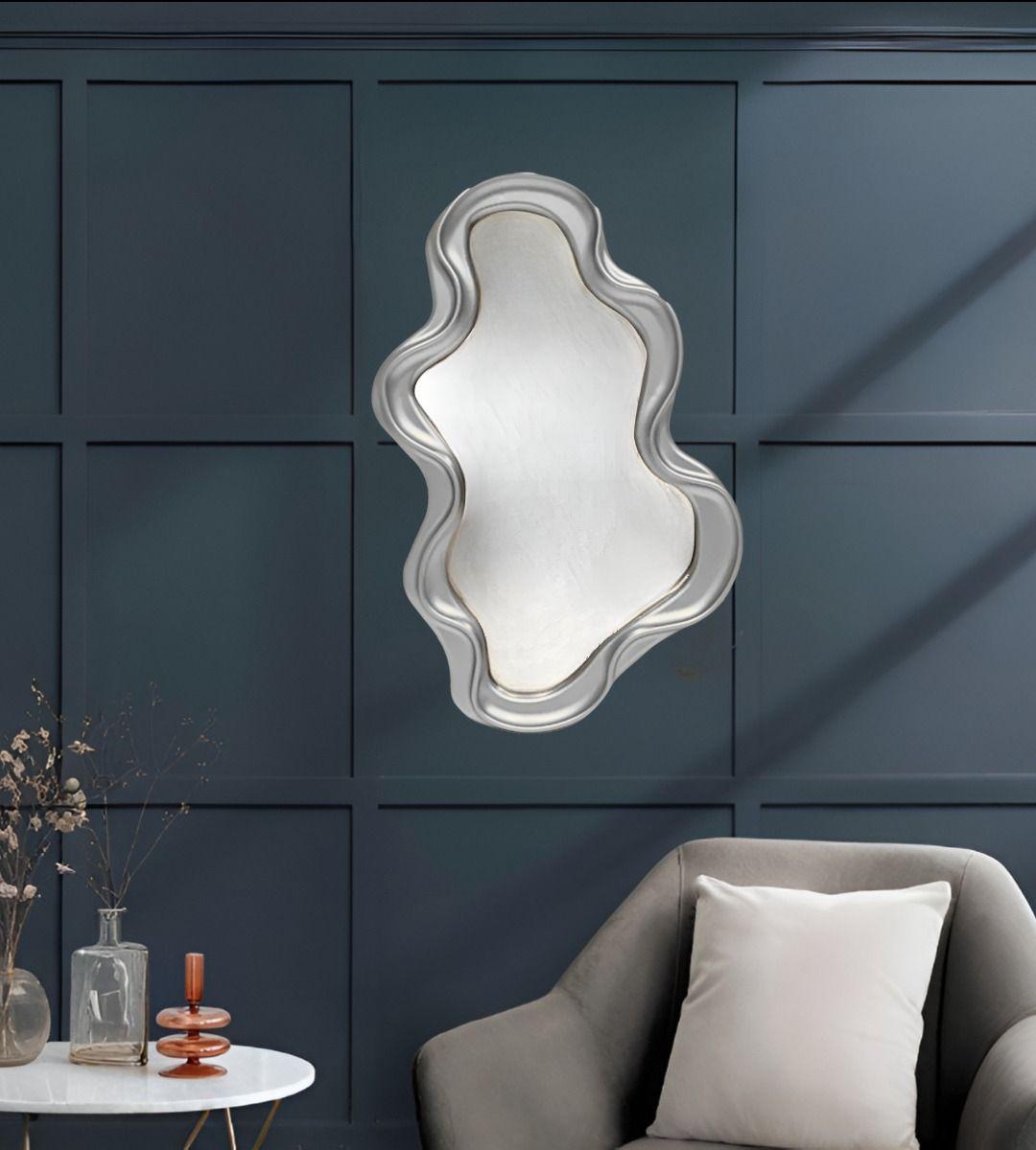 Espejo Pared Decorativo Irregular Moderno Plateado Jhn-6