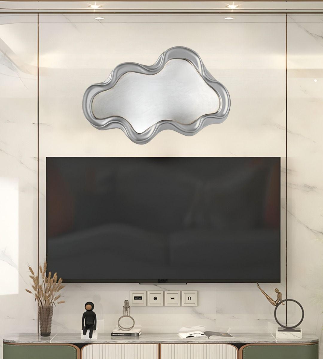 Espejo Pared Decorativo Irregular Moderno Plateado Jhn-7