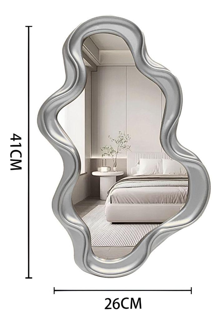 Espejo Pared Decorativo Irregular Moderno Plateado Jhn-9