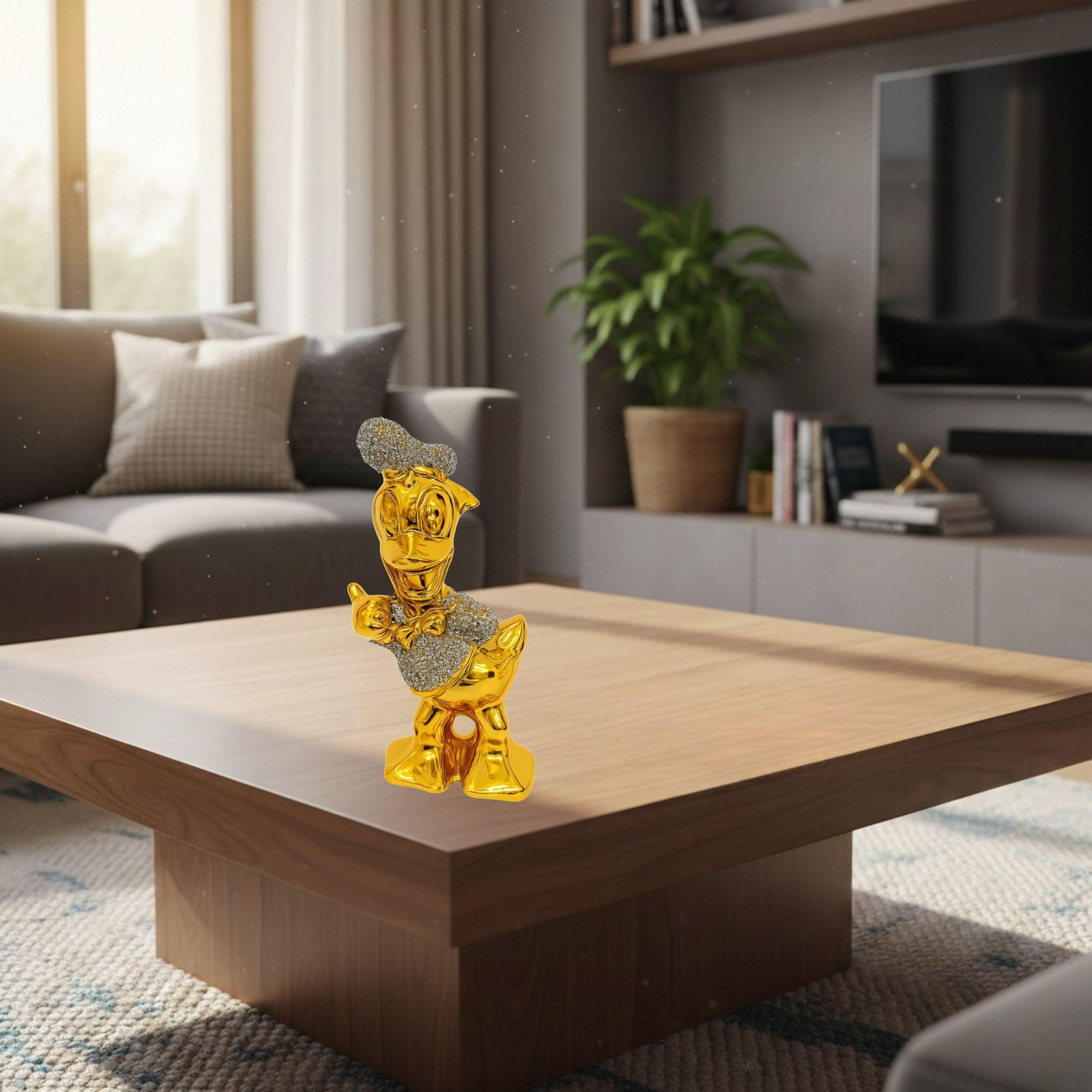 Figura Decorativa Pato Donald Acabado Espejo Cristales ALJ-2