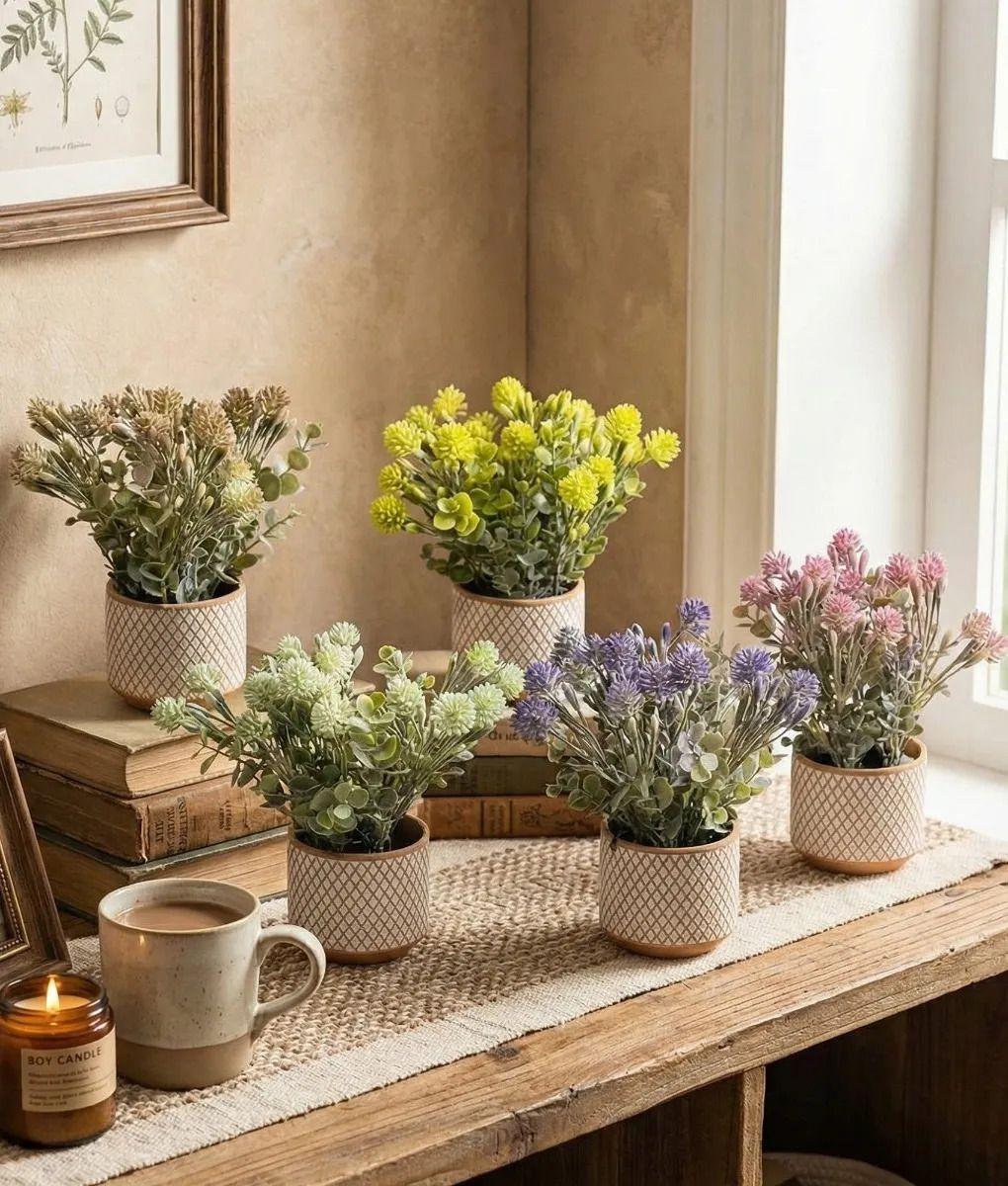 Planta Decorativa Artificial Diseño Textura Tejida Jhn-5