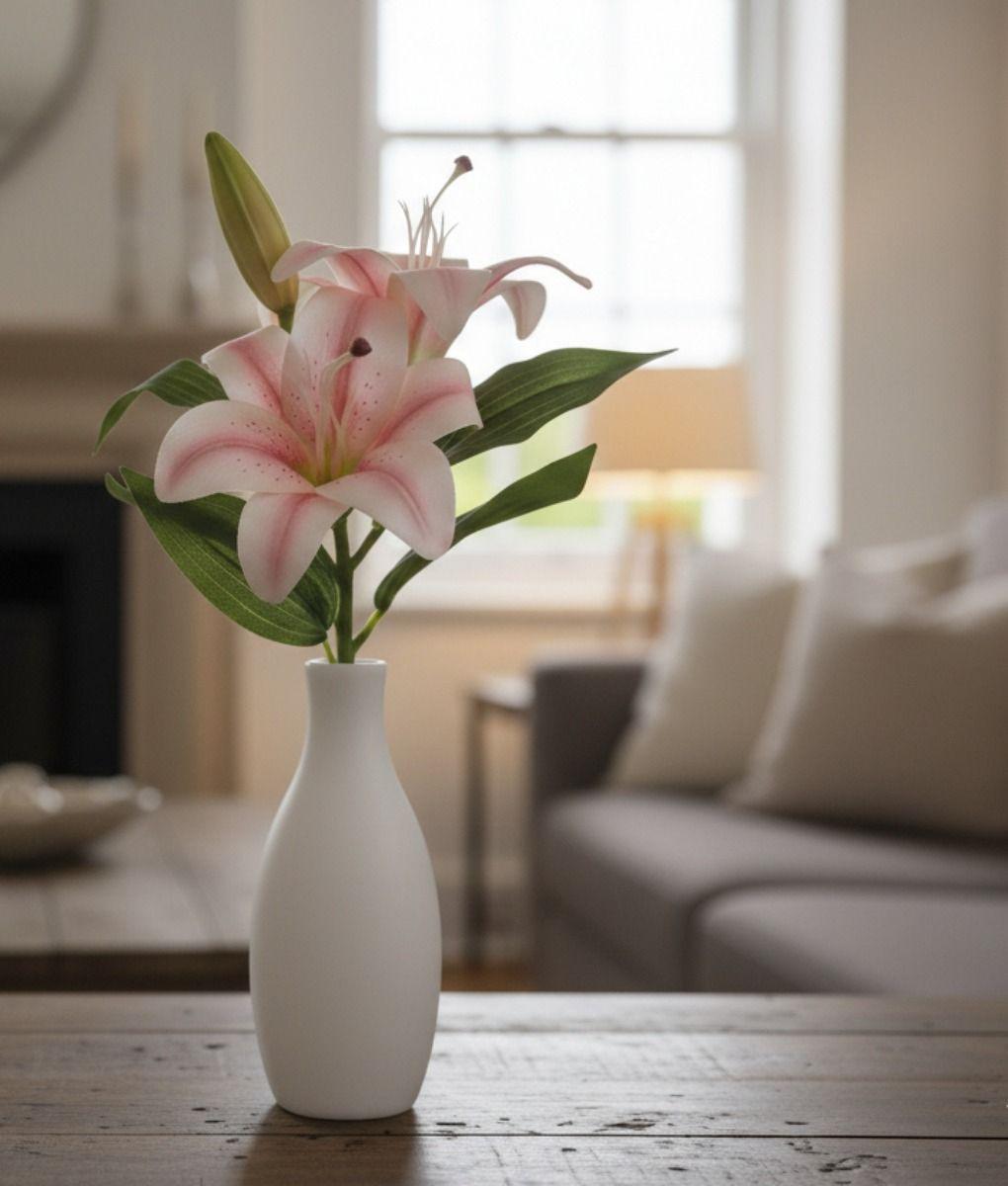 Set 3 Flores Artificiales Lirios Tallo Decorativo Adorno Jhn-6