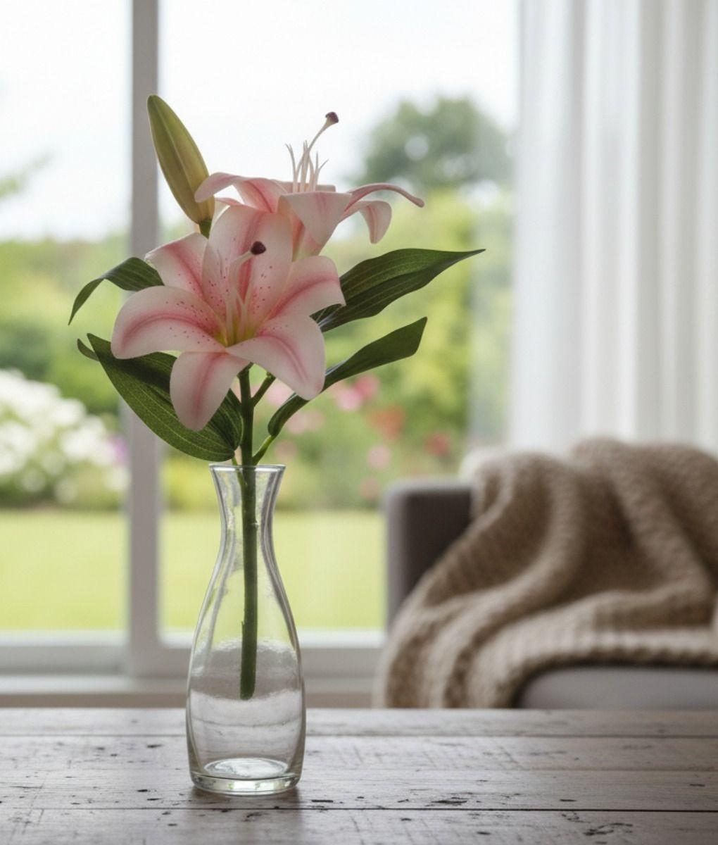 Set 3 Flores Artificiales Lirios Tallo Decorativo Adorno Jhn-9