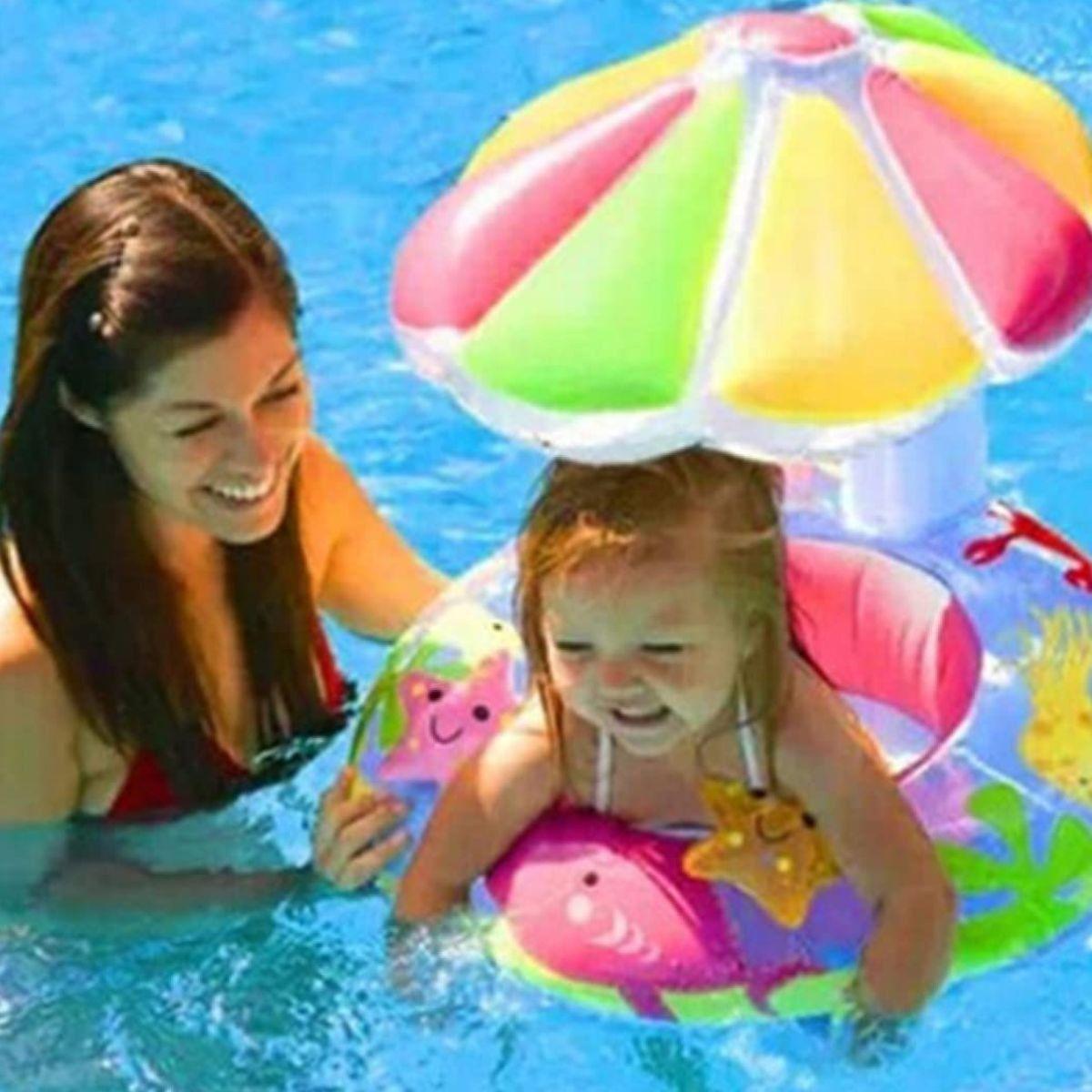 FLOTADOR INFLABLE CON SOMBRILLA PROTECCION SOLAR BEBES  LAU-1