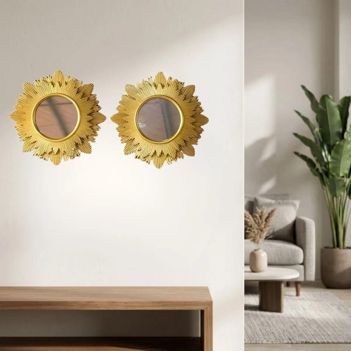 Set 3 Espejos Decorativos Pared Sol Vanguardia Elegantes ALJ-6