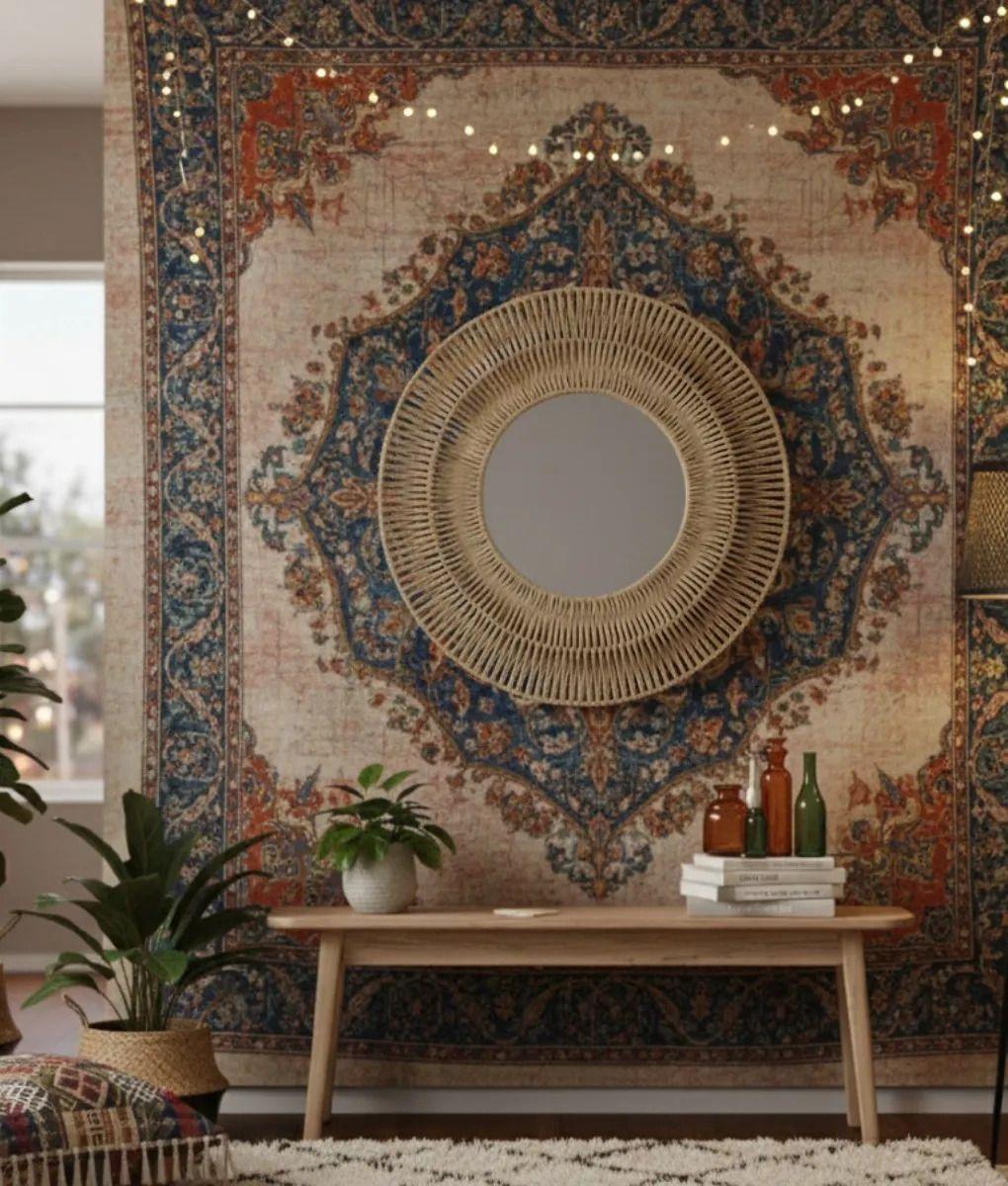 Espejo Decorativo Pared Estilo Artesanal Bohemio Jhn-6