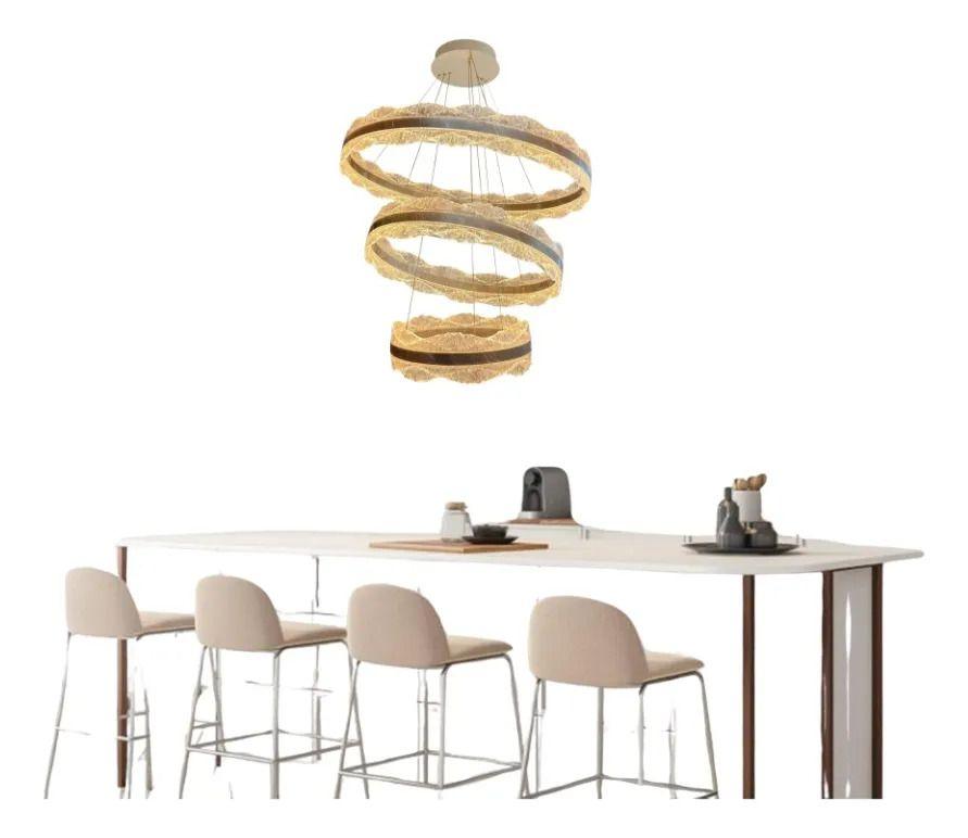 Lámpara Colgante Techo Escultórica Cascada 3 Anillos Led ALJ-1